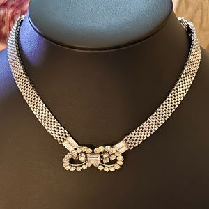 RARE VINTAGE Signed PHYLLIS Silver & Crystal Rhinestones Adjustable Necklace